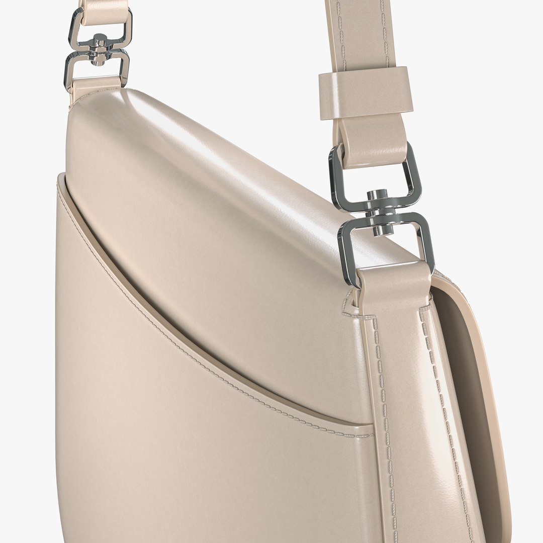 Prada Cleo brushed leather shoulder bag with flap Desert Beige | 3D model