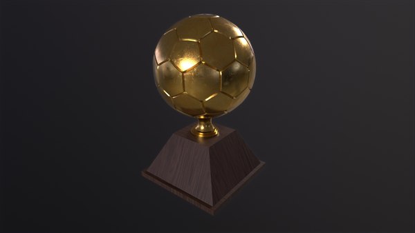 Un Trophée Et Un Ballon De Football Sur Un Support En Or