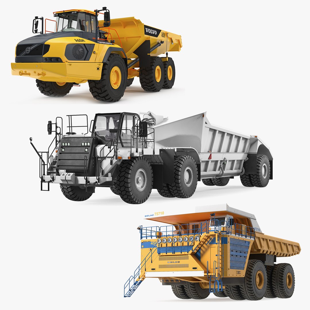 Rigged Heavy Construction Machinery Collection 3D model preview
