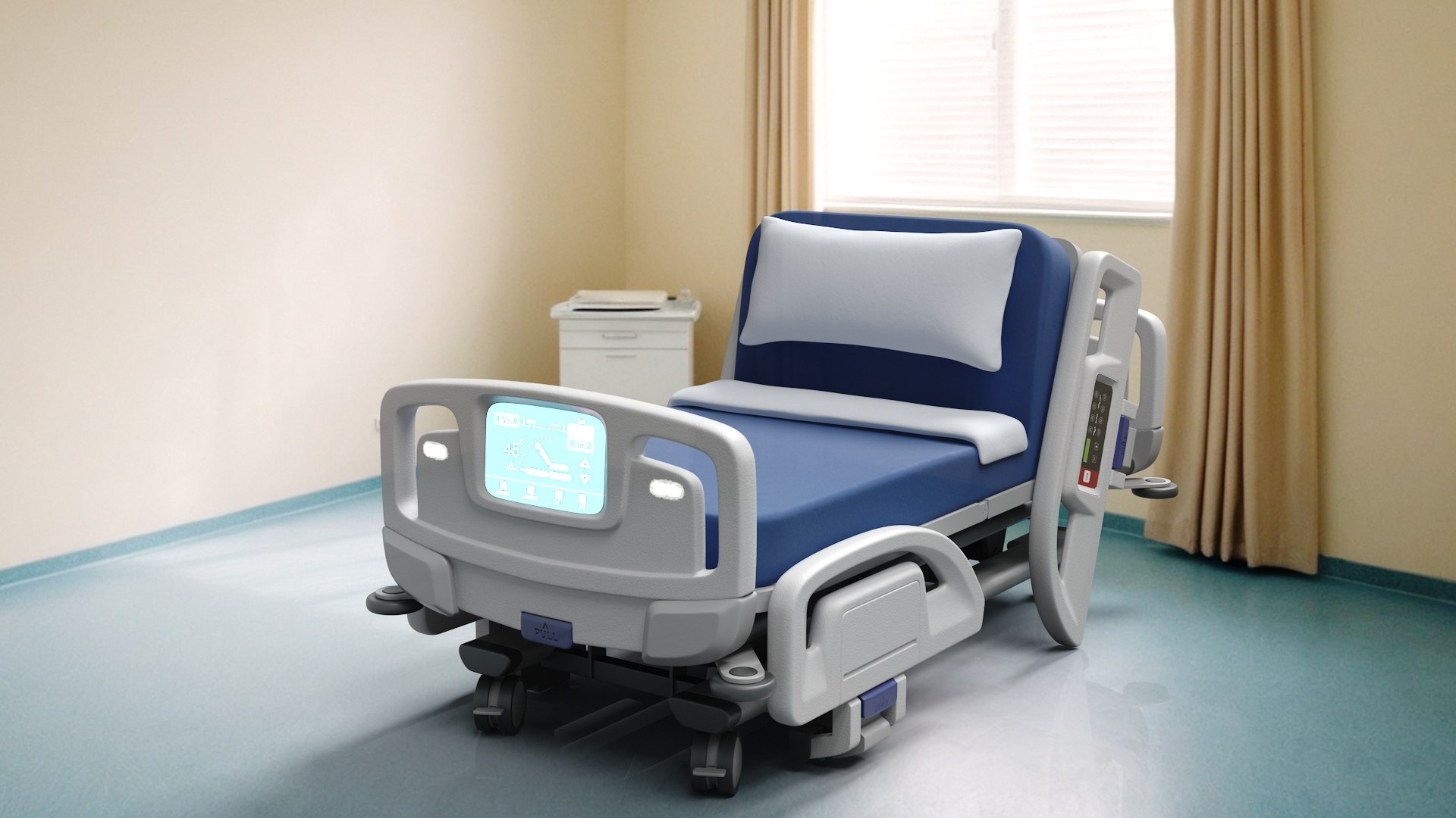 Smart Hospital Bed Sitting Position 3D model preview