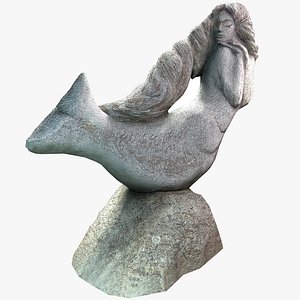 3D Stone Mermaid Statue model