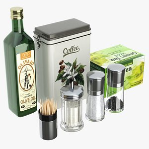 3D Kitchen decoration set salt pepper sugar tea oil