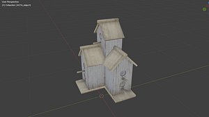 3D model Wooden Multi Level Birdhouse 3D Model