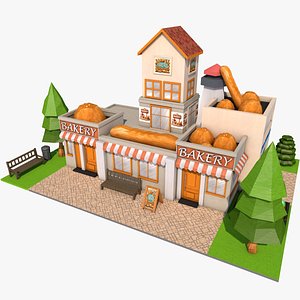 Low Poly Bakery 3D Model  Cartoon Style 3D