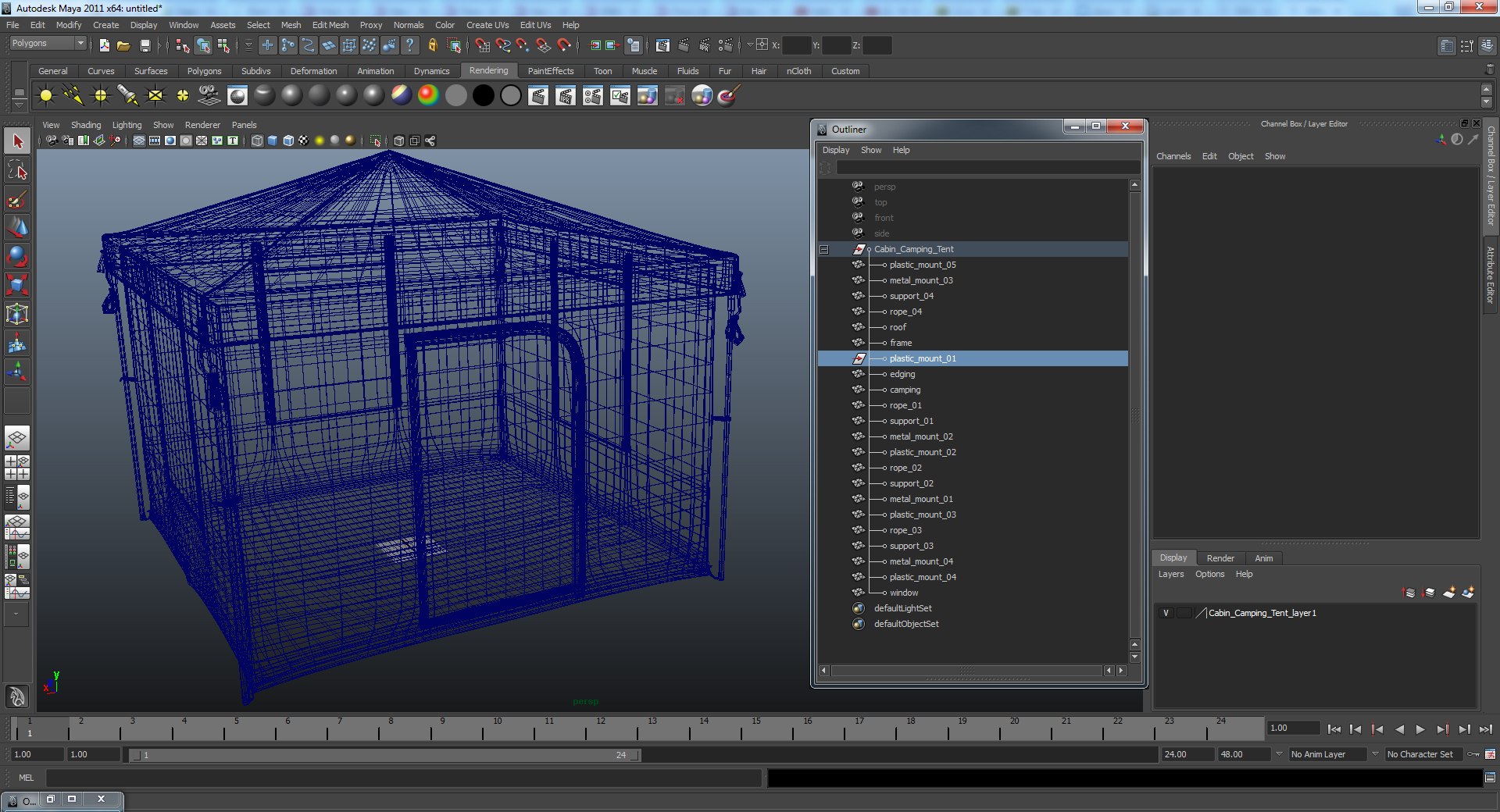 Cabin Camping Tent 3D Model 3D model preview