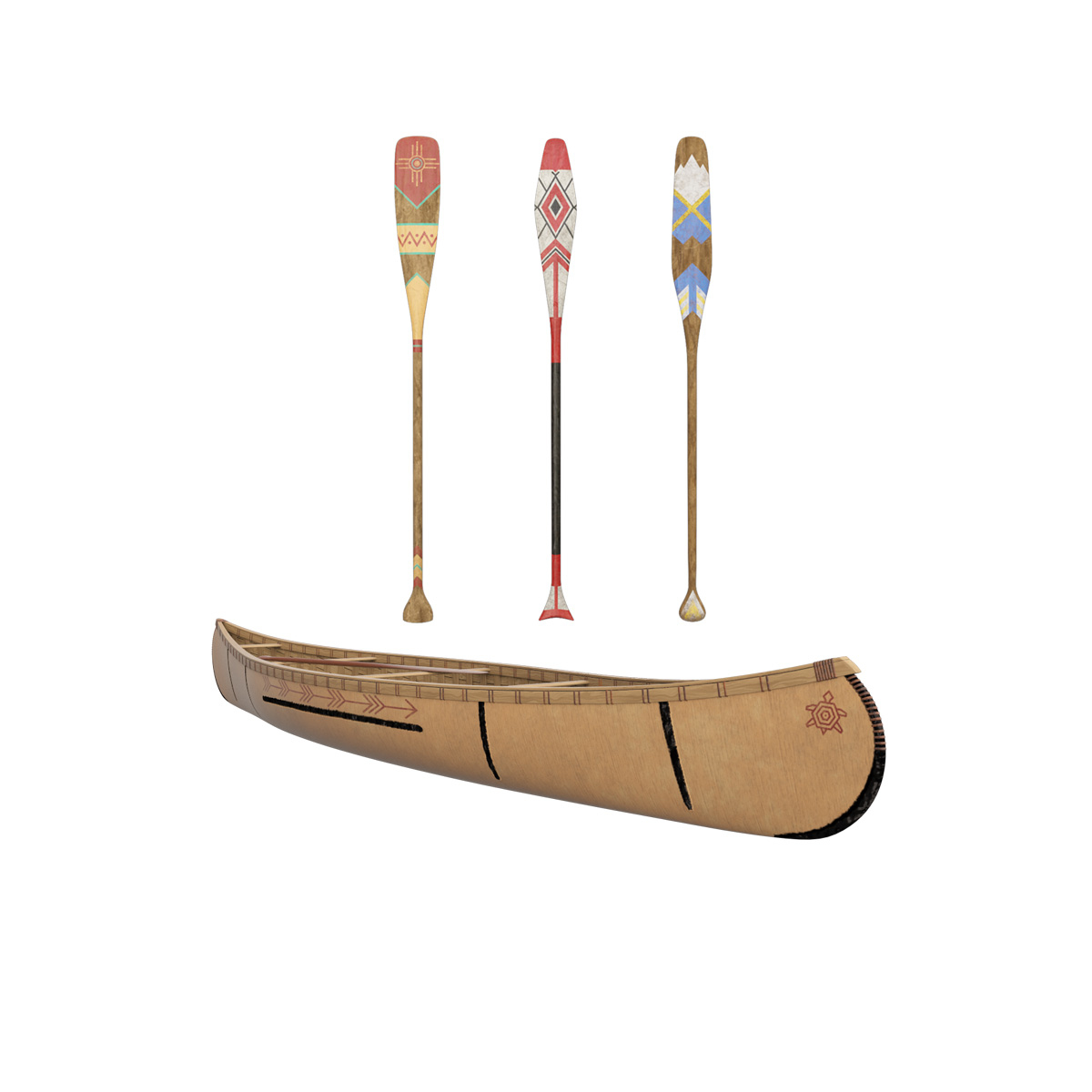 modelo 3d Indios Remos y Canoa - TurboSquid 2077910