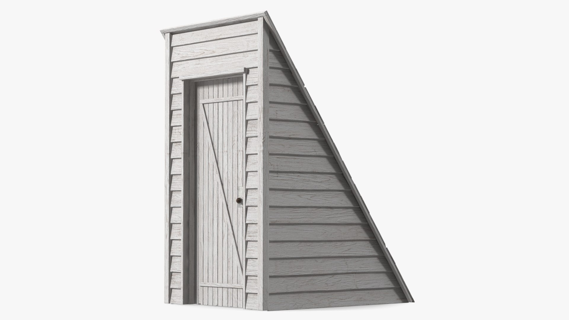 Vintage Wooden Rooftop Entrance White 3D model preview
