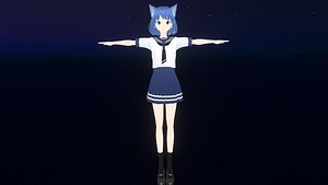 3D Game Ready Low Poly Anime Character Girl 29 model