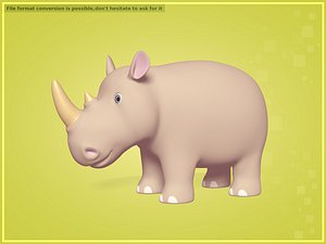 3D Cartoon Rhinoceros - Rhino