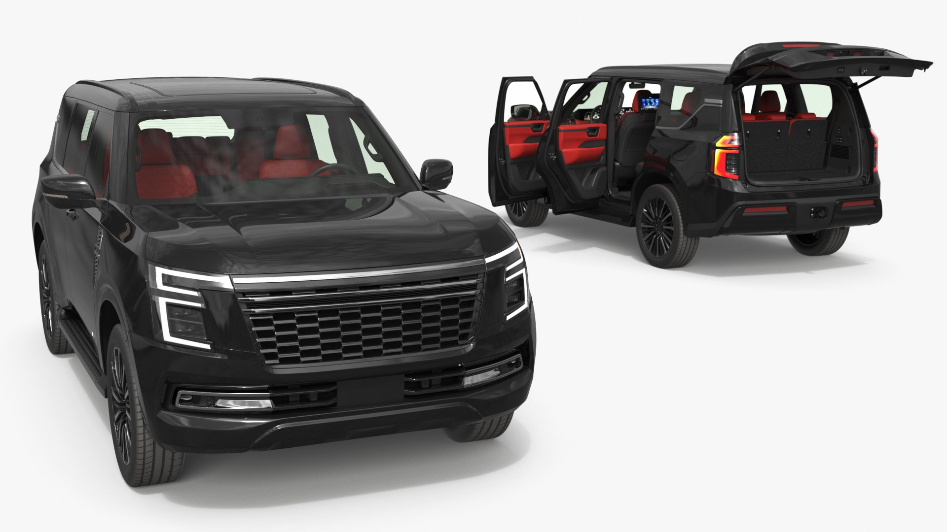 High-Spec Urban SUV with Contrast Finish Black Rigged 3D model preview