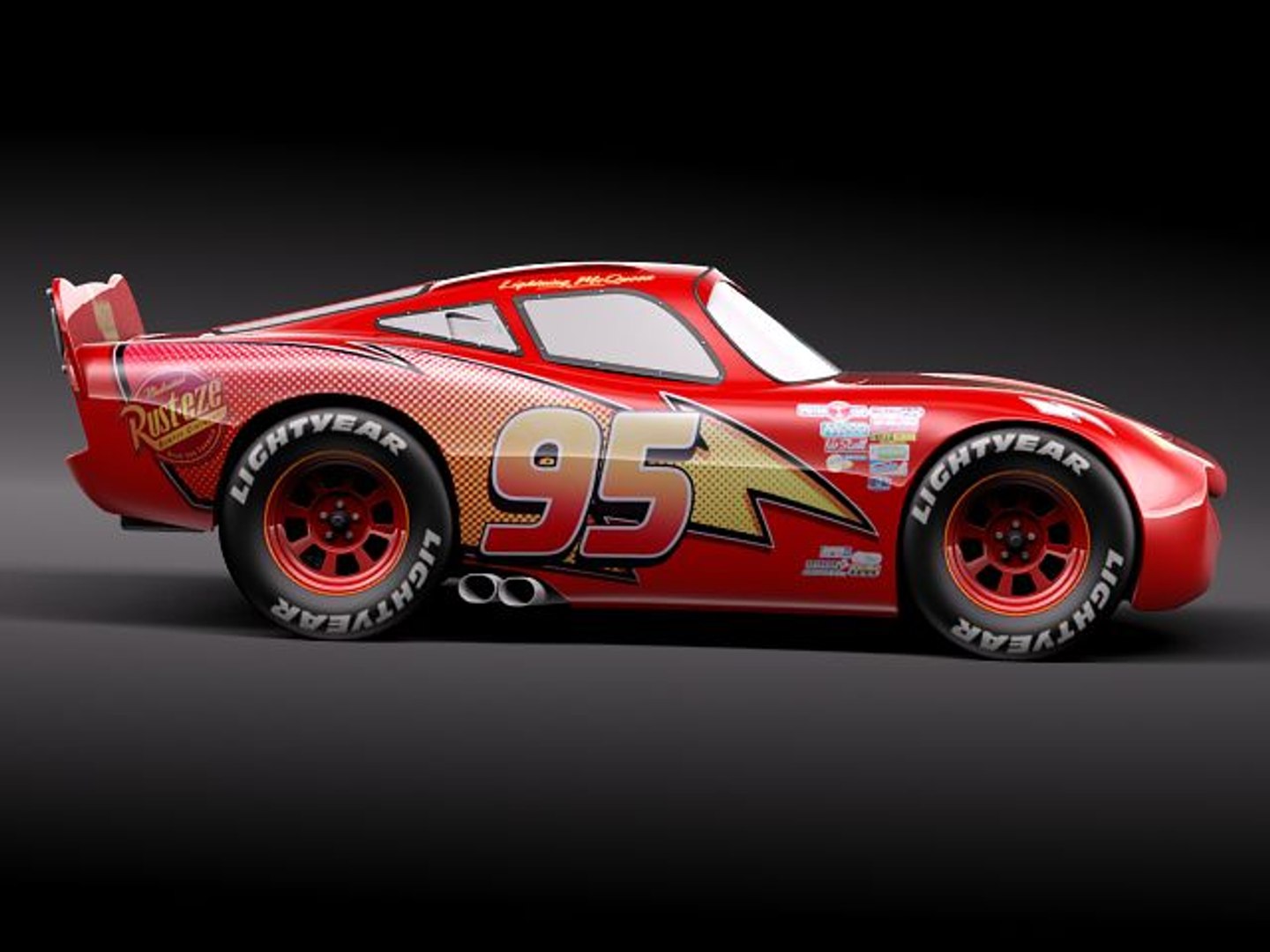 lightning mcqueen zigzag race car 3d model