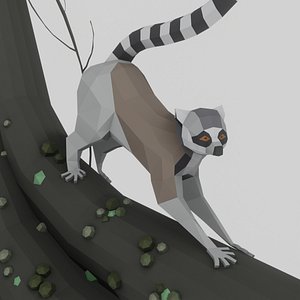 3D model low poly lemur