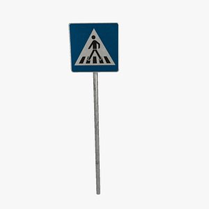 Traffic sign Blue crosswalk 3D model