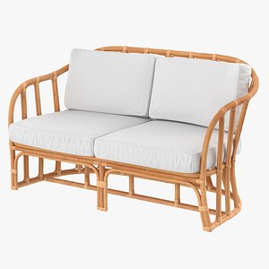 Vintage Rattan Sofa with Cushions model