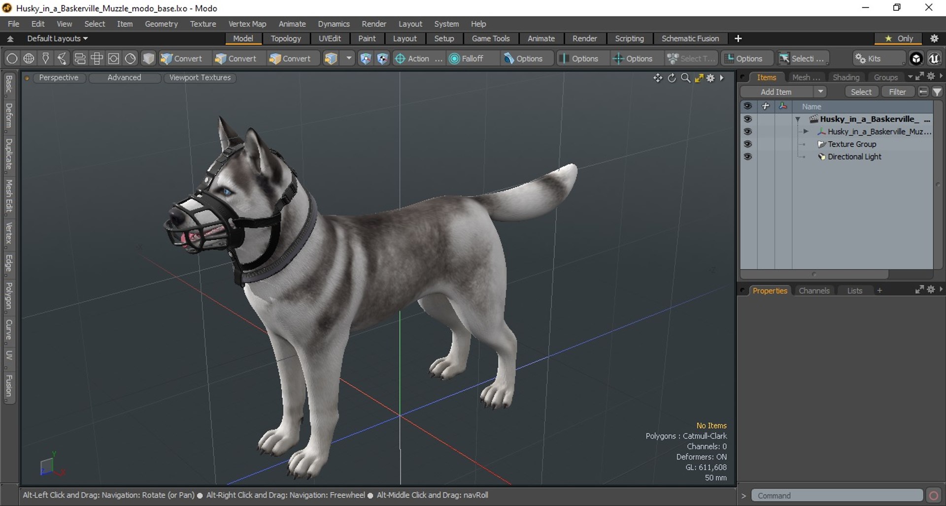 3D Husky In A Baskerville Muzzle - TurboSquid 2284140