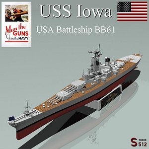 iowa battleships 3d obj