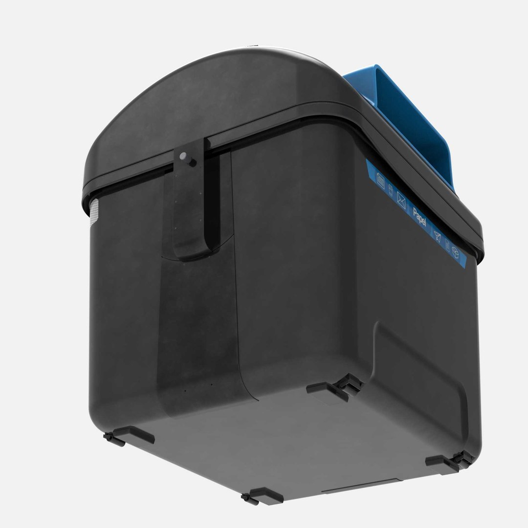 3D Spanish Blue Paper Recycling Bin Urban Street Container 3D Model ...