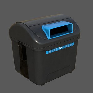 Spanish Blue Paper Recycling Bin Urban Street Container 3D Model Game-Ready Printable
