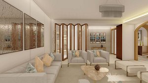 Highly detailed Living and dining room with tv unit and shelves 2017 model