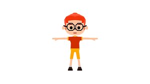 Boy Red Haired - OBJ - Low Poly Quad model