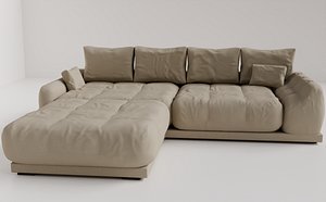 Realistic Couch 3D Model High Low Poly Versions Included
