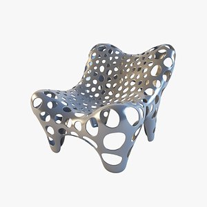 3d model armchair fauteuil ii metal