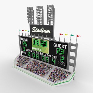 large fully customizable scoreboard 3d model