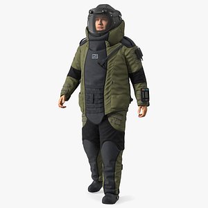 Man in EOD 10 Bomb Suit Walking Pose model