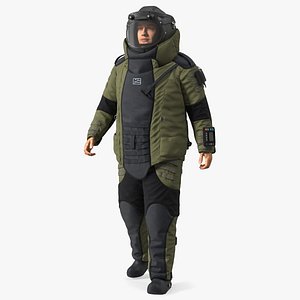 Man in EOD 10 Bomb Suit Walking Pose