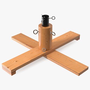 Wooden Christmas Tree Stand with Black Metal