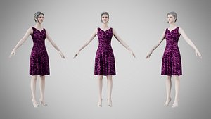 3D Dress 36 Amethyst Glow Velvet v2 model