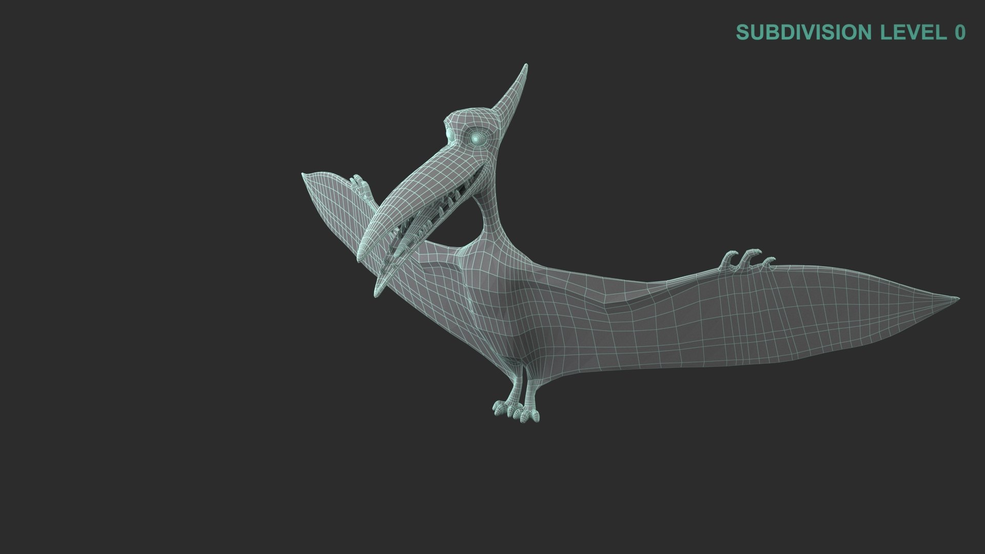 Cartoon Dinosaur Pterodactyl 3D model https://p.turbosquid.com/ts-thumb/Yw/nQ0oIW/FU/wireframe0007/jpg/1675408422/1920x1080/fit_q87/f307788758dc56fc5c704dd3c53531bfee4fa285/wireframe0007.jpg