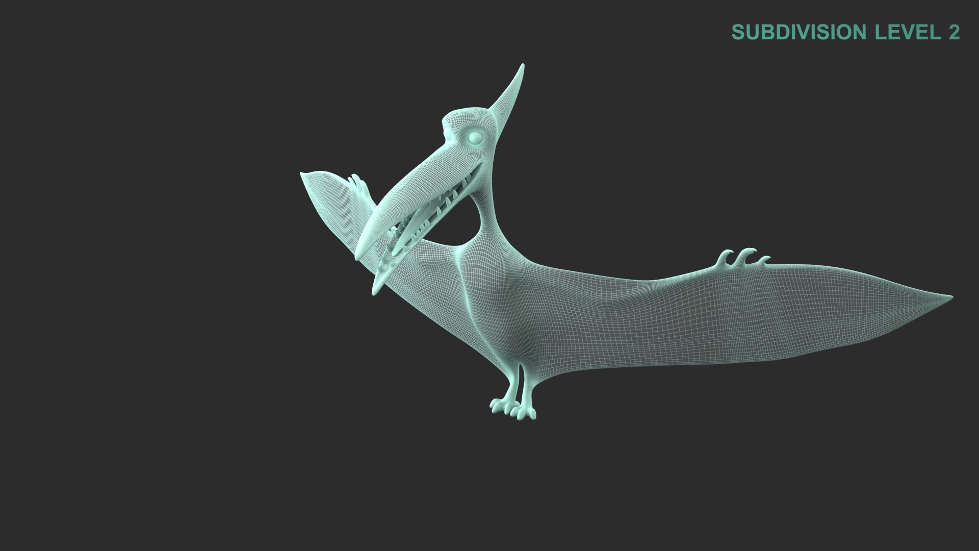 Cartoon Dinosaur Pterodactyl 3D model https://p.turbosquid.com/ts-thumb/Yw/nQ0oIW/MC/wireframe0001/jpg/1675408420/1920x1080/fit_q87/1d1dda912ec9da5c7e93015f69d9423efdc13fb6/wireframe0001.jpg