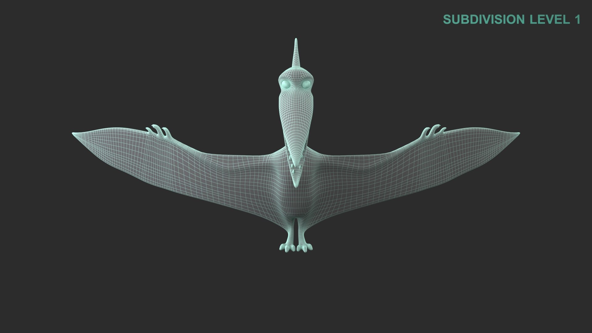 Cartoon Dinosaur Pterodactyl 3D model https://p.turbosquid.com/ts-thumb/Yw/nQ0oIW/Th/wireframe0005/jpg/1675408421/1920x1080/fit_q87/ec8c553a5002e514b26f0ec576fc4137e3d63756/wireframe0005.jpg