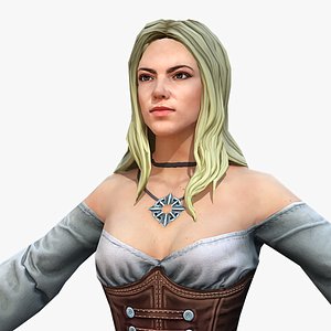 3D model real-time rigged pirate female