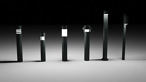 3D low poly outdoor lights pack 6 meshes