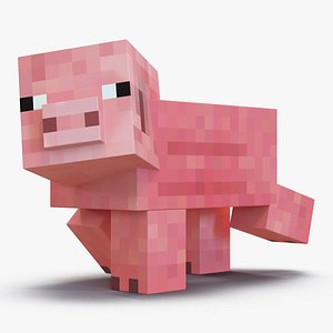 minecraft pig rigged 3D model
