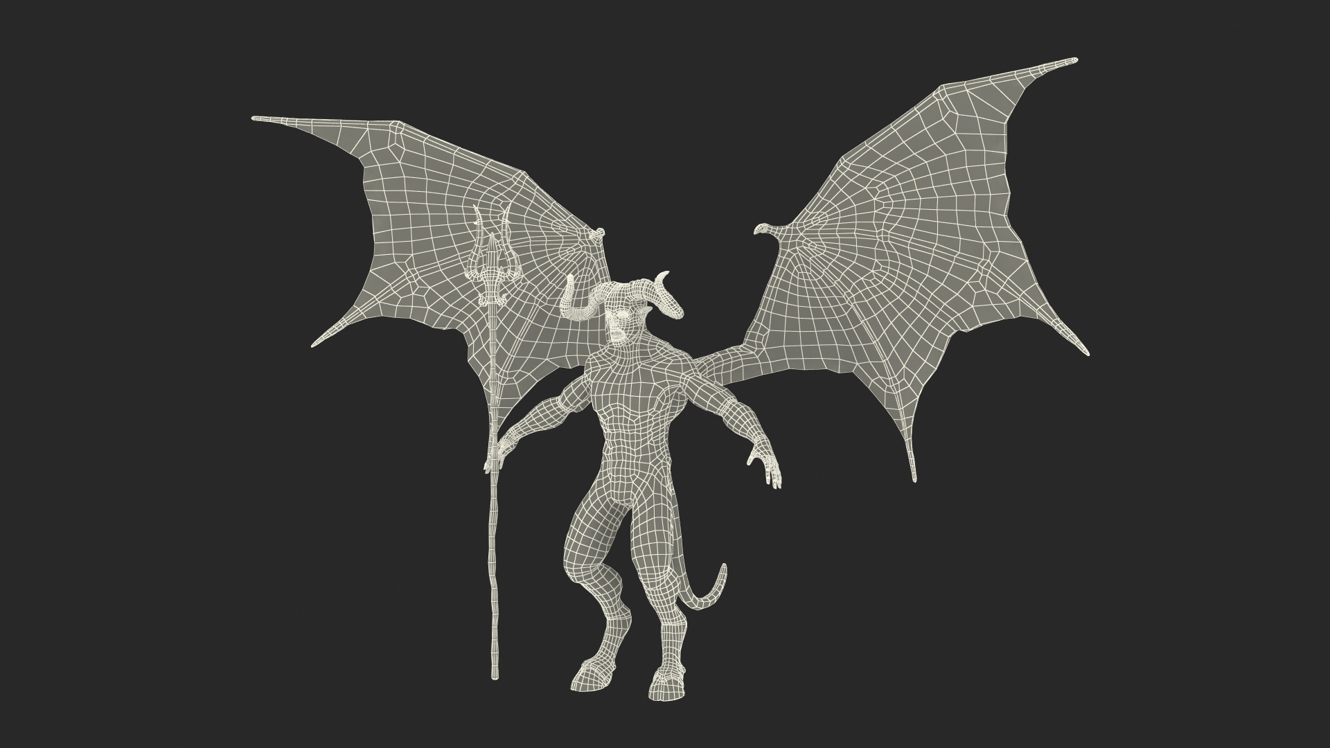 Devil Character With Trident Rigged For Maya 3D - TurboSquid 1958210