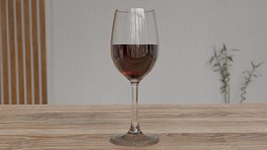 Glass cup with wine 3D model