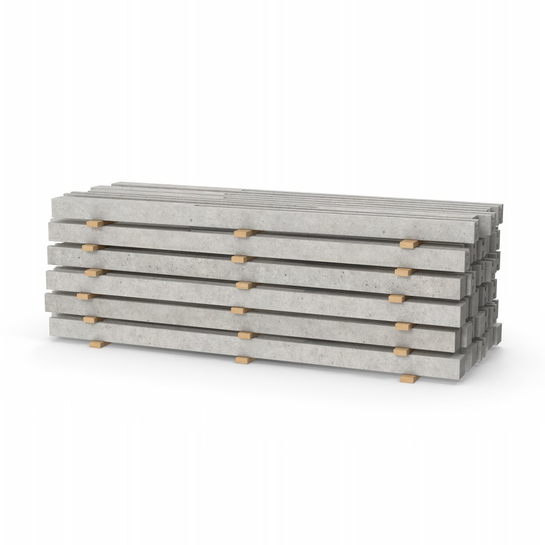 3D Concrete Slabs On Wood Planks - TurboSquid 2071884