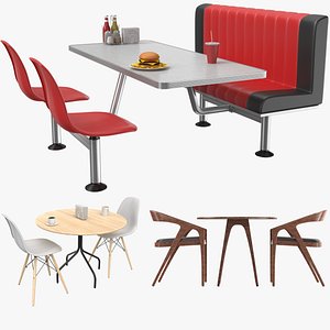 real cafe tables 3D model