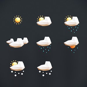 Set Low Poly Weather