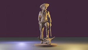 sexy cowgirl bison skull 3D