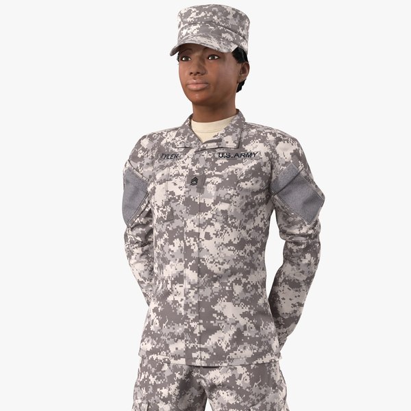 black female soldier military 3D model