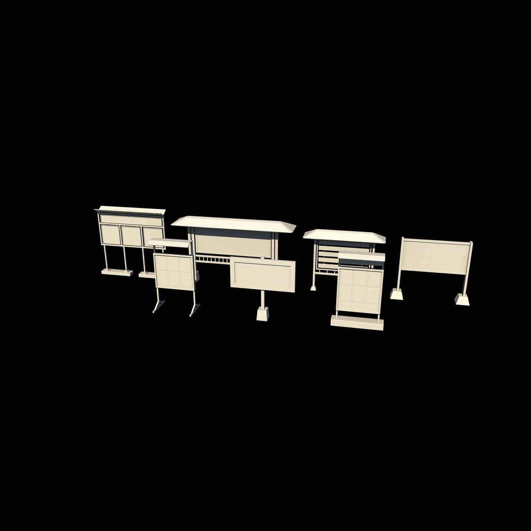 3D information board set 3D model model https://p.turbosquid.com/ts-thumb/Yy/QhgUC8/1j/informationboardset5/jpg/1781715350/1920x1080/fit_q87/64ea2c8aaf081f87600ec3df0efe7e53892a49f7/informationboardset5.jpg