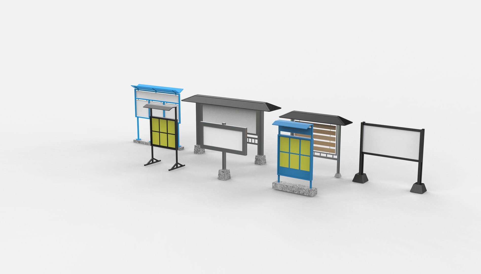 3D information board set 3D model model https://p.turbosquid.com/ts-thumb/Yy/QhgUC8/Ff/informationboardsetanimation.6314/jpg/1781715355/1920x1080/fit_q87/d2d1fcbec98ccacbad06ebd9376d7e07fb1618de/informationboardsetanimation.6314.jpg