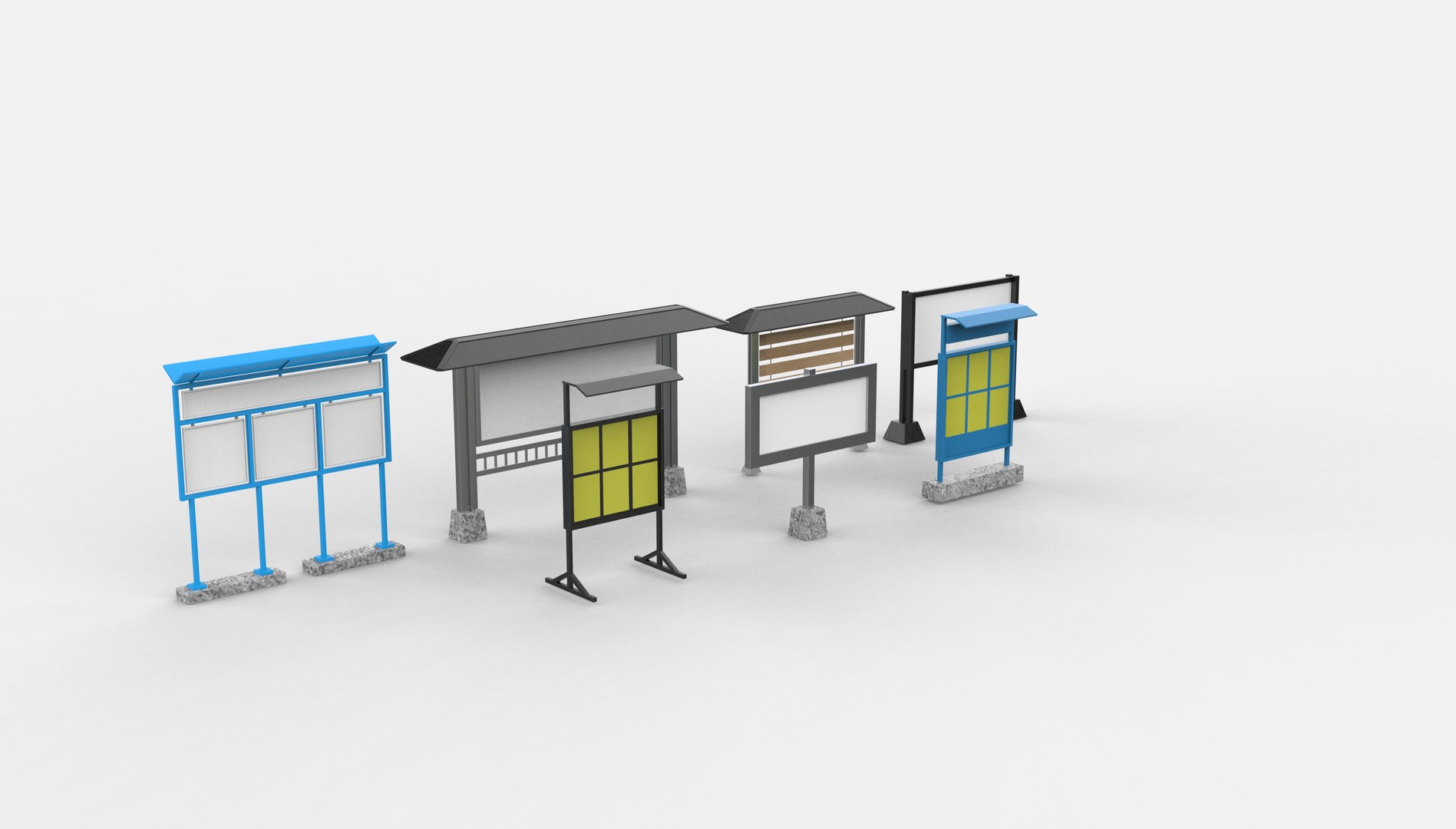 3D information board set 3D model model https://p.turbosquid.com/ts-thumb/Yy/QhgUC8/b0/informationboardsetanimation.6316/jpg/1781715362/1920x1080/fit_q87/f9f9af5bd5a3b88c3b1867af27151ee890f832ab/informationboardsetanimation.6316.jpg