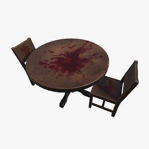 3D Model Horror Bloody Wood Chair Table