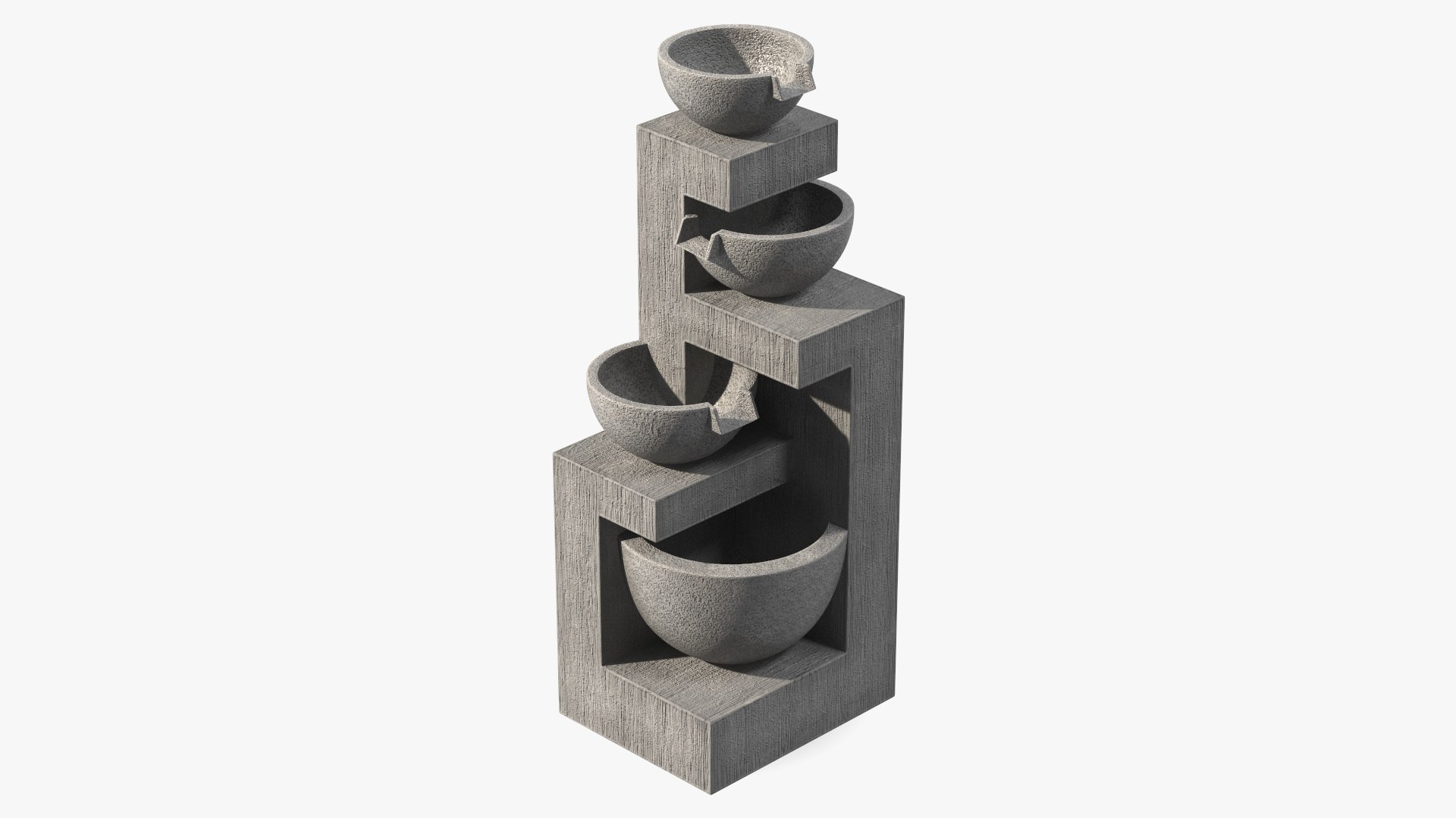 Concrete Garden Fountain Empty 3D model preview