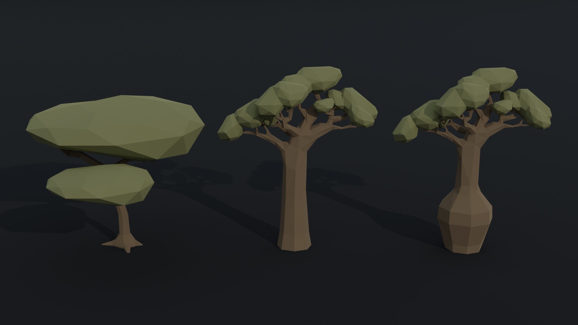 Low-poly Cartoon savanna trees Polygonal Style 3D https://p.turbosquid.com/ts-thumb/Yy/fmqOUQ/ct/3/jpg/1706199903/1920x1080/fit_q87/751ae14358e602d64ea0cb419f8328ba2975a858/3.jpg
